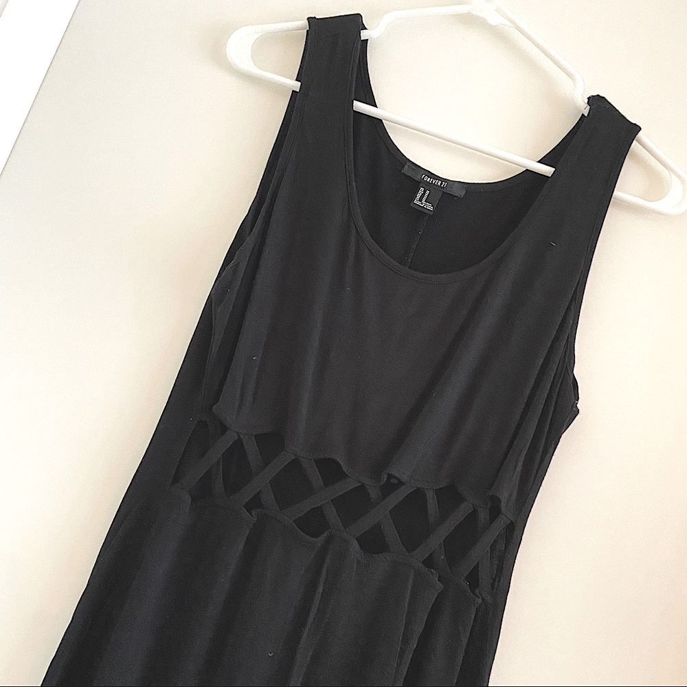 Black Maxi Dress with Front Cutout